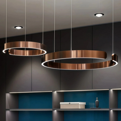 Lámpara colgante de anillo moderna con LED regulable en altura para comedor