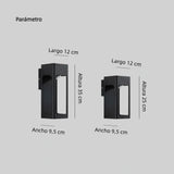 Aplique rectangular exterior LED IP65 moderno de metal negro