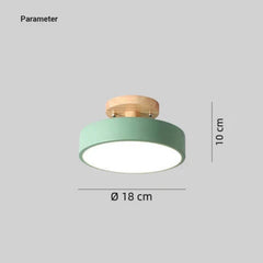 Lámpara de techo para pasillo LED nórdica redonda de madera macaron