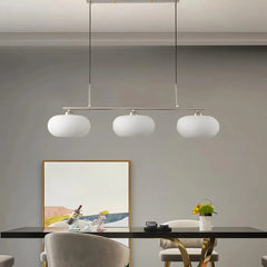 Lámpara colgante de tres luces LED regulable de vidrio moderno para comedor