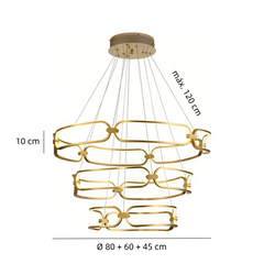Lámpara colgante circular LED regulable de diseño moderno dorada para salón