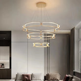 Lámpara colgante circular LED regulable de diseño moderno dorada para salón