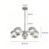 Lámpara araña de bolas de cristal LED moderna plateada para salón