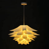 Lámpara colgante origami forma flor LED moderna blanca para comedor