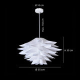 Lámpara colgante origami forma flor LED moderna blanca para comedor