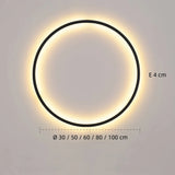 Aplique de pared anillo LED moderno minimalista negro para salón