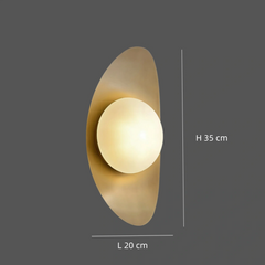 Aplique pared cobre LED moderno ovalado para dormitorio