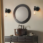 Aplique pared industrial vintage articulado en metal negro para baño