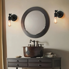 Aplique pared industrial vintage articulado en metal negro para baño
