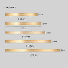 Aplique de pared largo minimalista de metal LED regulable para salón