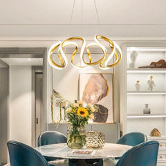 Lámpara Colgante LED Moderna de Anillo Geométrico Irregular para Comedor