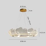 Lámpara moderna colgante de hojas transparentes regulable para dormitorio