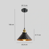 Lámpara colgante industrial negra LED cónica regulable en altura para comedor
