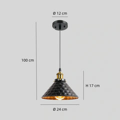 Lámpara colgante industrial negra LED cónica regulable en altura para comedor