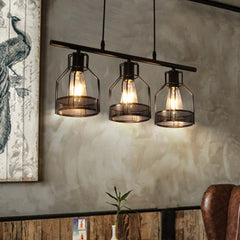 Lámpara Colgante Múltiple Industrial de Metal Negra para Comedor