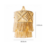 Lámpara colgante con flecos de macramé blanco bohemio para salón