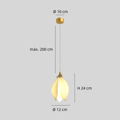 Lámpara colgante LED de cerámica blanca con diseño de magnolia para mesilla de noche