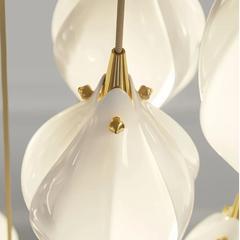 Lámpara colgante LED de cerámica blanca con diseño de magnolia para mesilla de noche