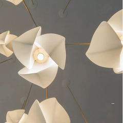 Lámpara colgante LED de cerámica blanca con diseño de magnolia para mesilla de noche