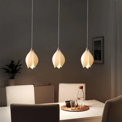 Lámpara colgante LED de cerámica blanca con diseño de magnolia para mesilla de noche