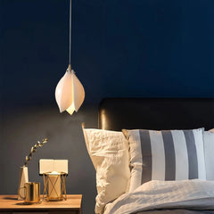 Lámpara colgante LED de cerámica blanca con diseño de magnolia para mesilla de noche