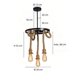 Lámpara colgante de cuerda LED vintage regulable en altura para comedor