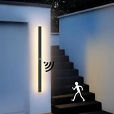 Aplique exterior largo sensor de movimiento IP65 minimalista para porche negro