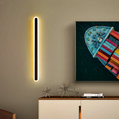 Aplique lineal LED regulable negro minimalista para salón