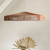 Lámpara Colgante de Yute Hecha a Mano Circular Plana para Comedor