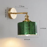 Aplique de Vidrio de Pared Verde Vintage Orientable para Dormitorio