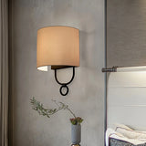 Aplique de pared de tela vintage semicilíndrico blanco para dormitorio