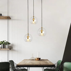 Lámpara colgante globo de vidrio de diseño regulable en altura para comedor