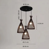 Lámpara Colgante de Rattan de Tres Luces Estilo Chino para Comedor