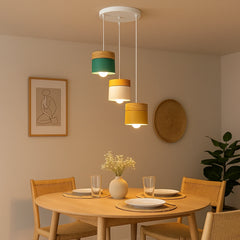 Lámpara colgante nórdica cilíndrica LED color Morandi para comedor