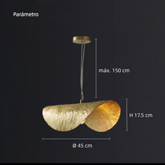 Lámpara Colgante Latón Dorado de Diseño Regulable en Altura para Comedor