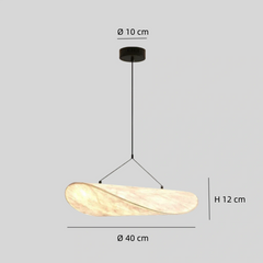 Lámpara Colgante de Tela Blanca con Luz LED Estilo Japandi para Salón