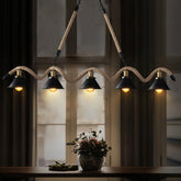 Lámpara Colgante Cuerda Vintage de Metal Negra de Cinco Cabezas para Isla Cocina