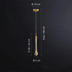 Lámpara colgante gotas de cristal LED dorada de estilo moderno