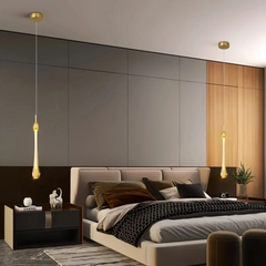 Lámpara colgante gotas de cristal LED dorada de estilo moderno