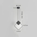 Lámpara colgante diamante LED negra minimalista de luz suave para dormitorio