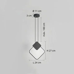 Lámpara colgante diamante LED negra minimalista de luz suave para dormitorio