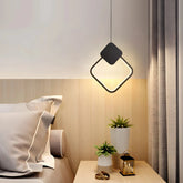 Lámpara colgante diamante LED negra minimalista de luz suave para dormitorio