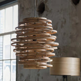Lámpara colgante de mimbre vintage en espiral para comedor