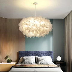 Lámpara Colgante Plumas Blanca Nórdica Forma Nube LED para Dormitorio
