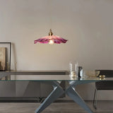 Lámpara colgante flor de cristal rosa vintage ajustable en altura para comedor