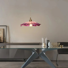 Lámpara colgante flor de cristal rosa vintage ajustable en altura para comedor
