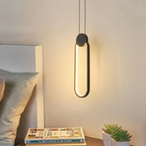 Lámpara Colgante Ovalada LED Negra Regulable de Estilo Moderno para Dormitorio
