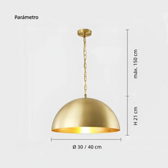 Lámpara LED Colgante de Latón Dorado Vintage Regulable en Altura para Comedor