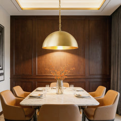 Lámpara LED Colgante de Latón Dorado Vintage Regulable en Altura para Comedor
