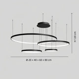 Lámpara Colgante Multiple de Anillos de Metal Negro LED para Salon Moderno